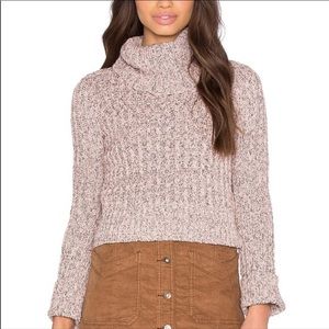 Free People tan knit turtleneck cropped sweater